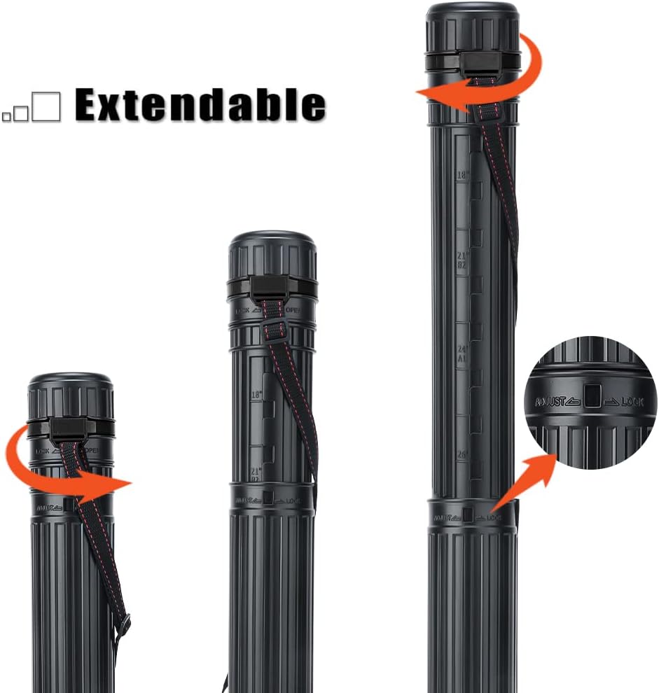 TRANSON Small Poster Tube Storage 17 to 27 Extendable for Documents Blueprints Artworks Scrolls - Image 6