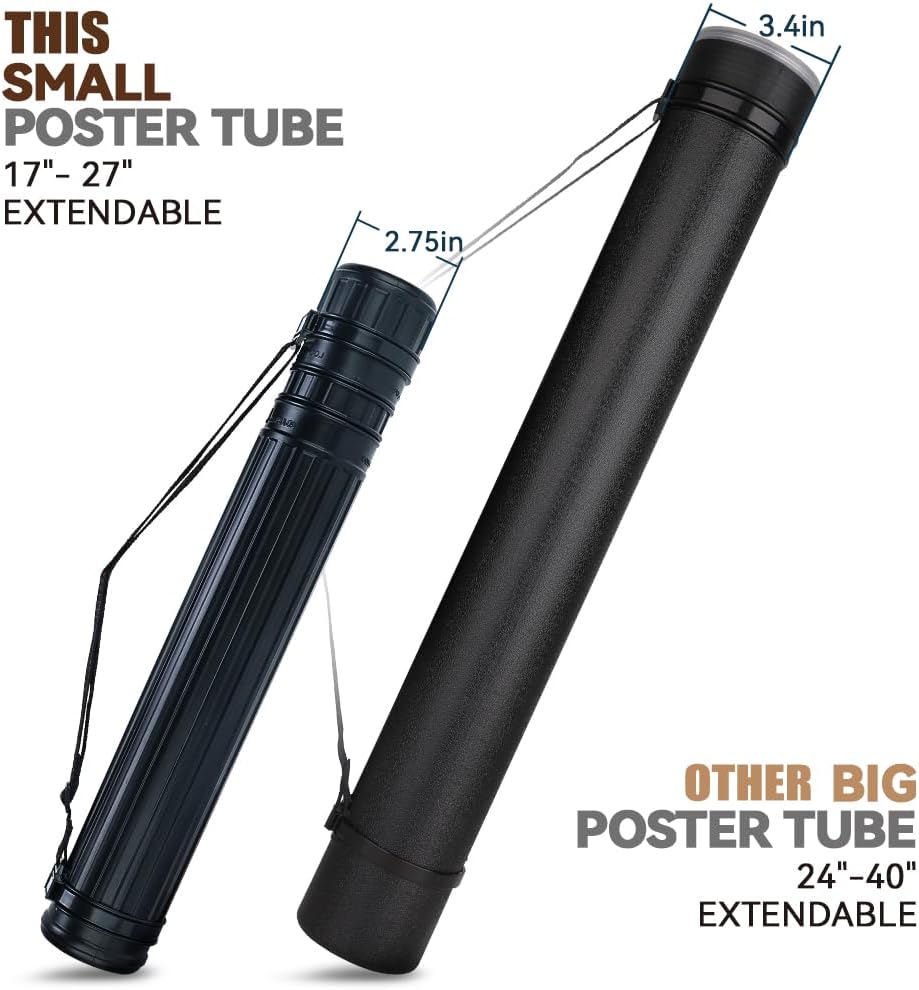 TRANSON Small Poster Tube Storage 17 to 27 Extendable for Documents Blueprints Artworks Scrolls - Image 5