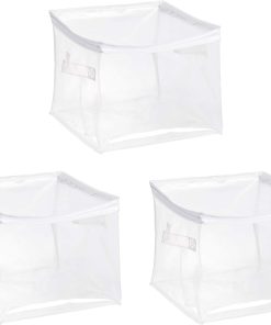 Amazon Basics Clear Zippered Storage Bags for Closet Organization. Stackable Clothing and Linen Storage Containers. 3-Pack