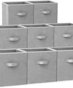 Criusia Storage Cubes - 11 Inch Heavy Duty Fabric Closet Bins for Shelves. Cube Organizer - 8 Pack Collapsible Decorative Storage Bins Baskets for Organizing Clothes Blankets Toys (Grey)